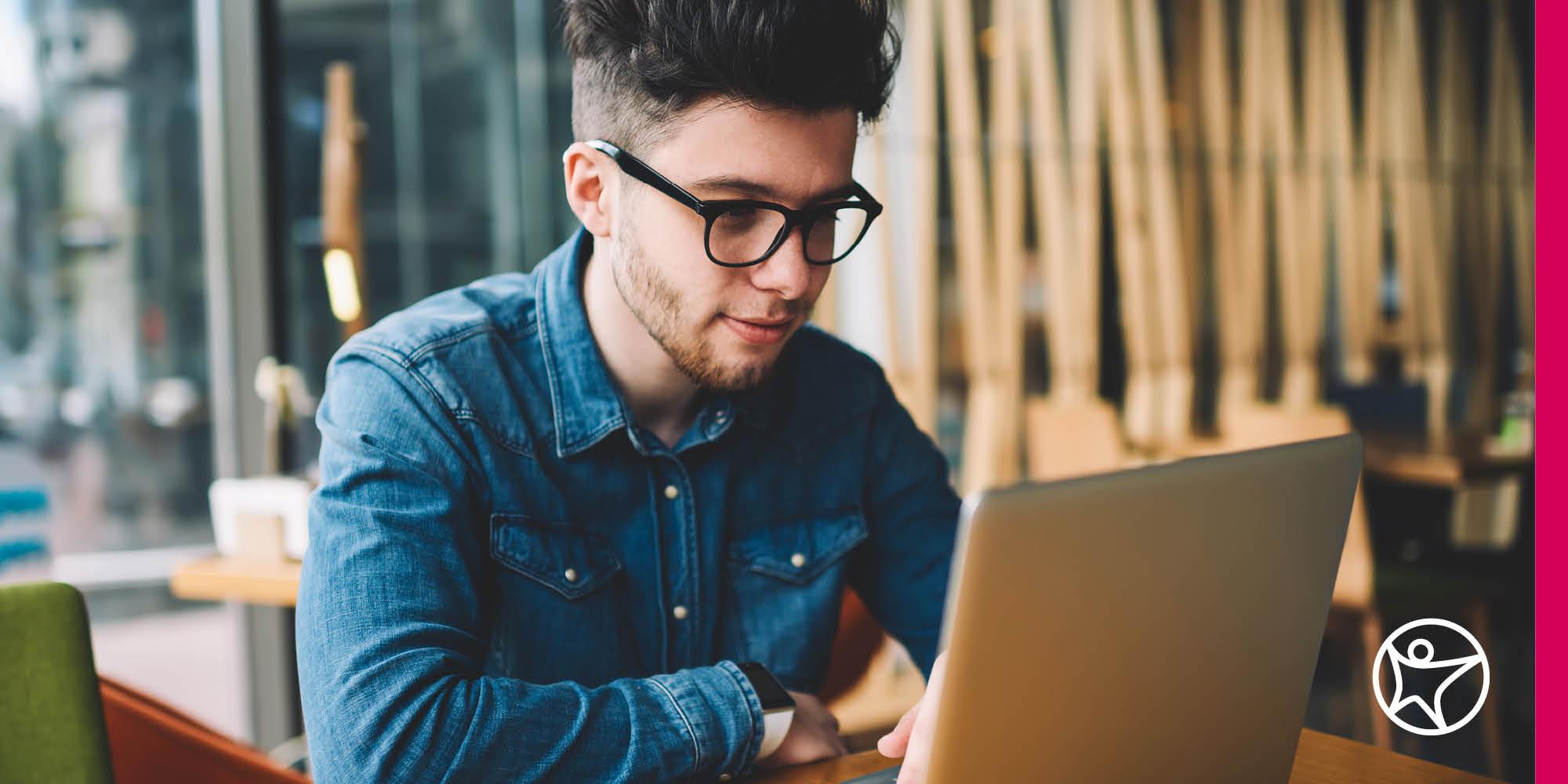 High school student participating in online school